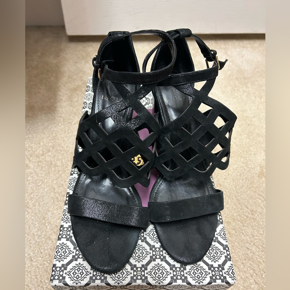 Black shimmer heels
